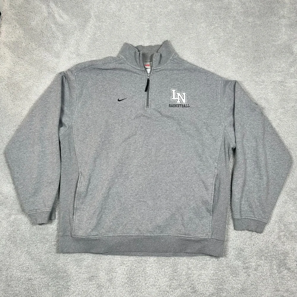 Vintage Nike Y2K‎ Swoosh Quarter Zip Fleece Sweatshirt Gray Men's XXL